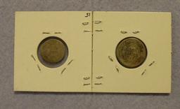 1835 BUST HALF DIME, 1838 SEATED LIBERTY DIME - 2 TIMES MONEY