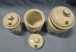 3 PC. GIBSON - JOHN DEERE CERAMIC CANISTER SET