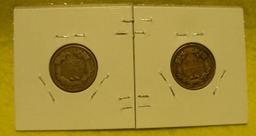 1857, 1858 LARGE LETTERS FLYING EAGLE CENTS - 2 TIMES MONEY