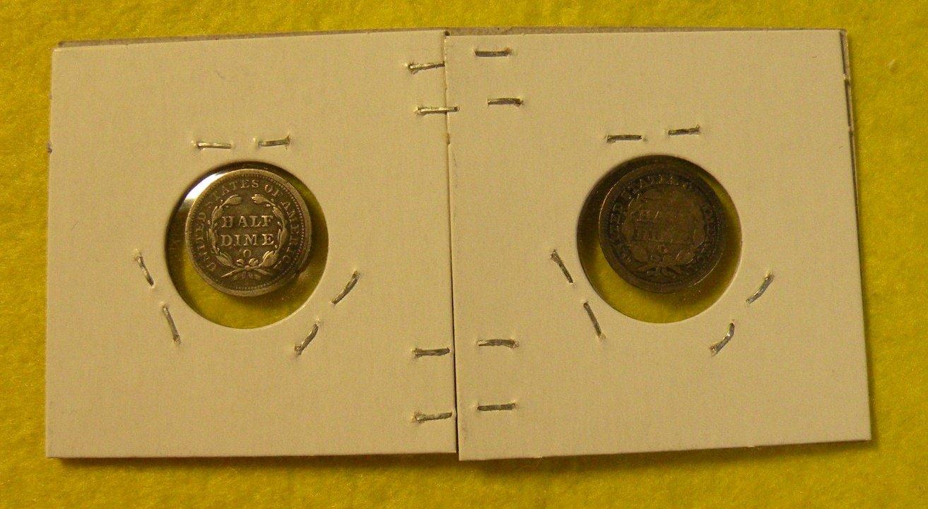 1853-O, 55-O SEATED LIBERTY HALF DIMES W/ARROWS - 2 TIMES MONEY