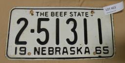 1965 NEBRASKA LICENSE PLATE - LANCASTER COUNTY