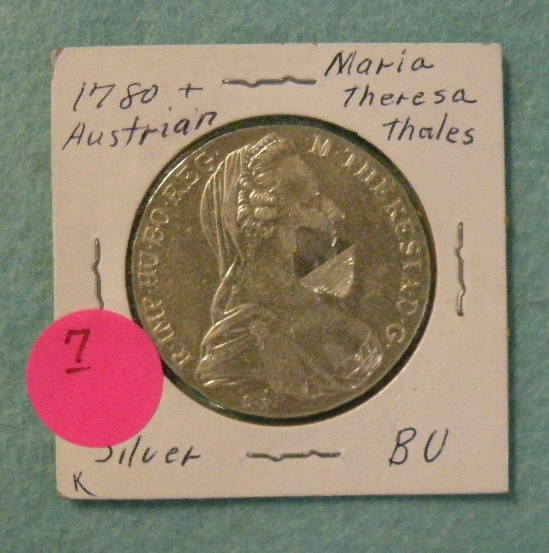 1780 AUSTRIAN MARIA THERESA THALER SILVER COIN