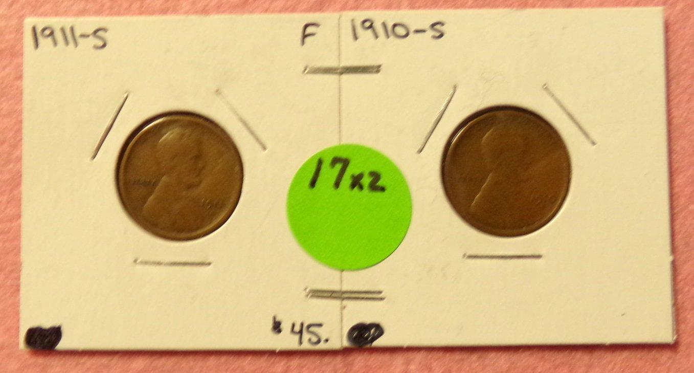 1910-S, 1911-S WHEAT PENNIES - 2 TIMES MONEY