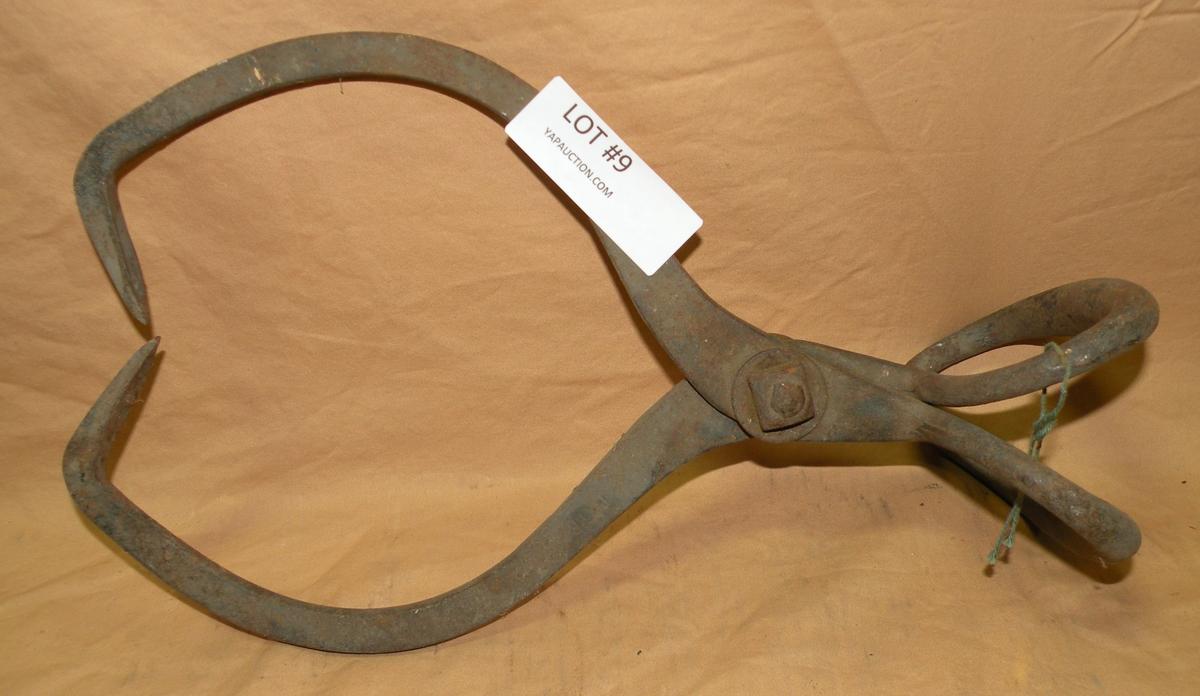 PRIMITIVE METAL ICE BLOCK TONGS