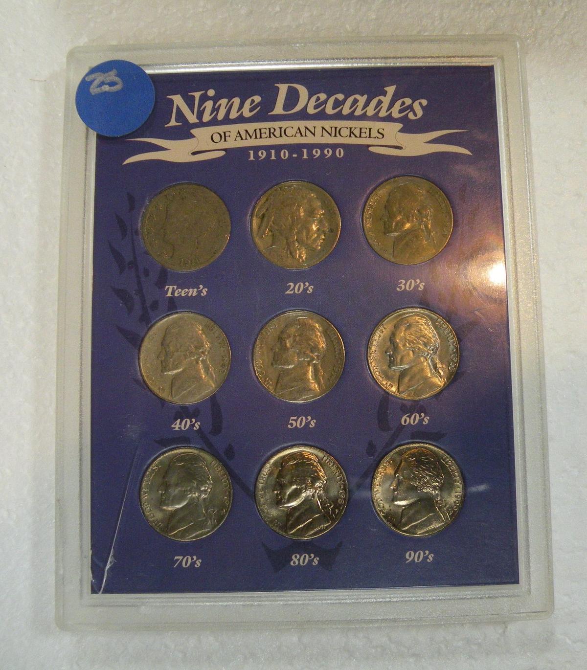 NINE DECADES OF AMERICAN NICKELS COLLECTION - 1910-1999