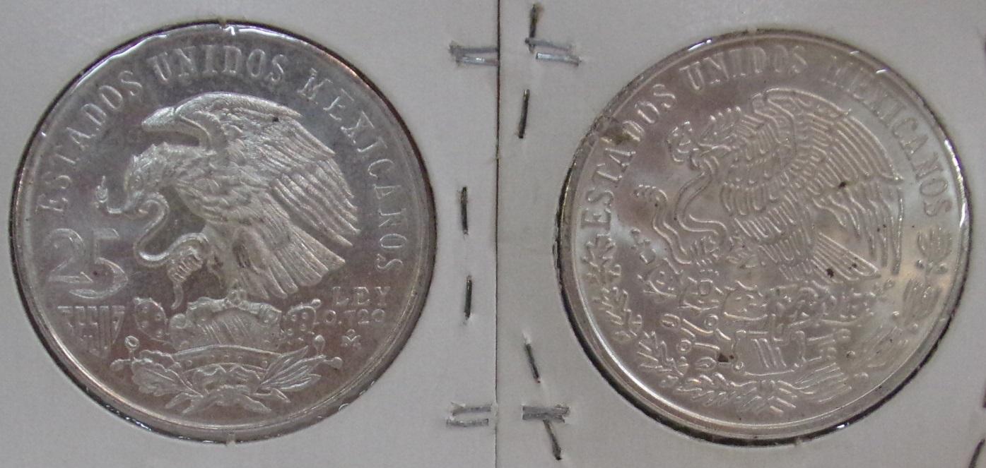 1968 OLYMPICS 25 PESOS, 1977 CIEN PESOS MEXICO SILVER COINS - 2 TIMES MONEY