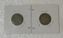 1868, 1882 SHIELD NICKELS - 2 TIMES MONEY