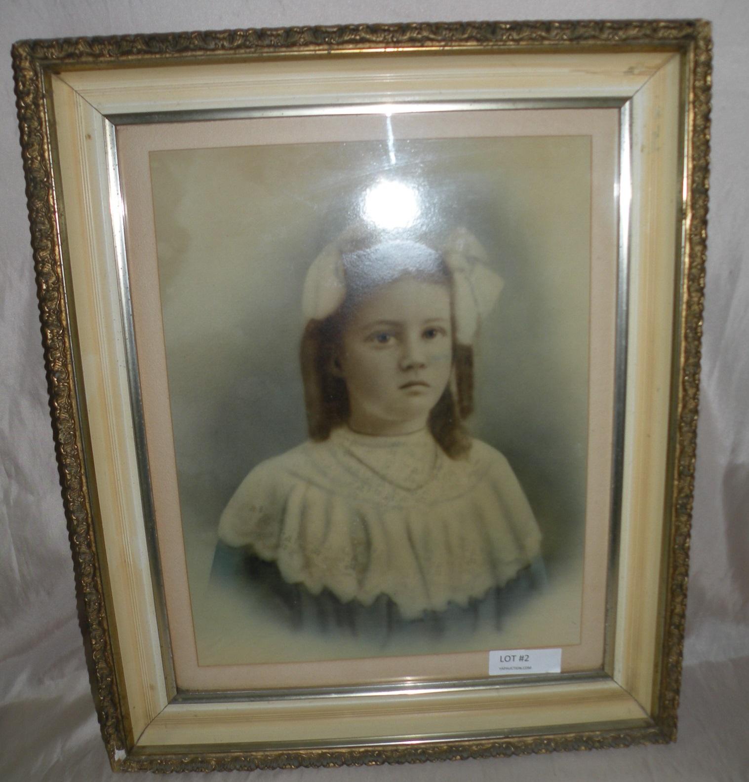 ANTIQUE FRAMED GIRL PHOTOGRAPH