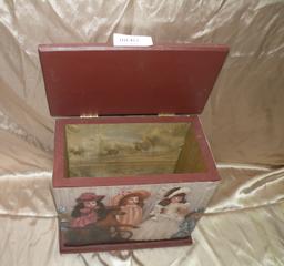 DOLL DECORATED WOOD BOX