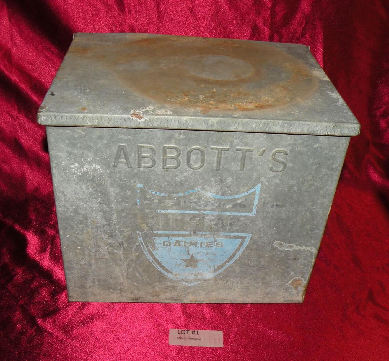 ABBOTT'S DAIRIES GALVANIZED PORCH MILK BOX