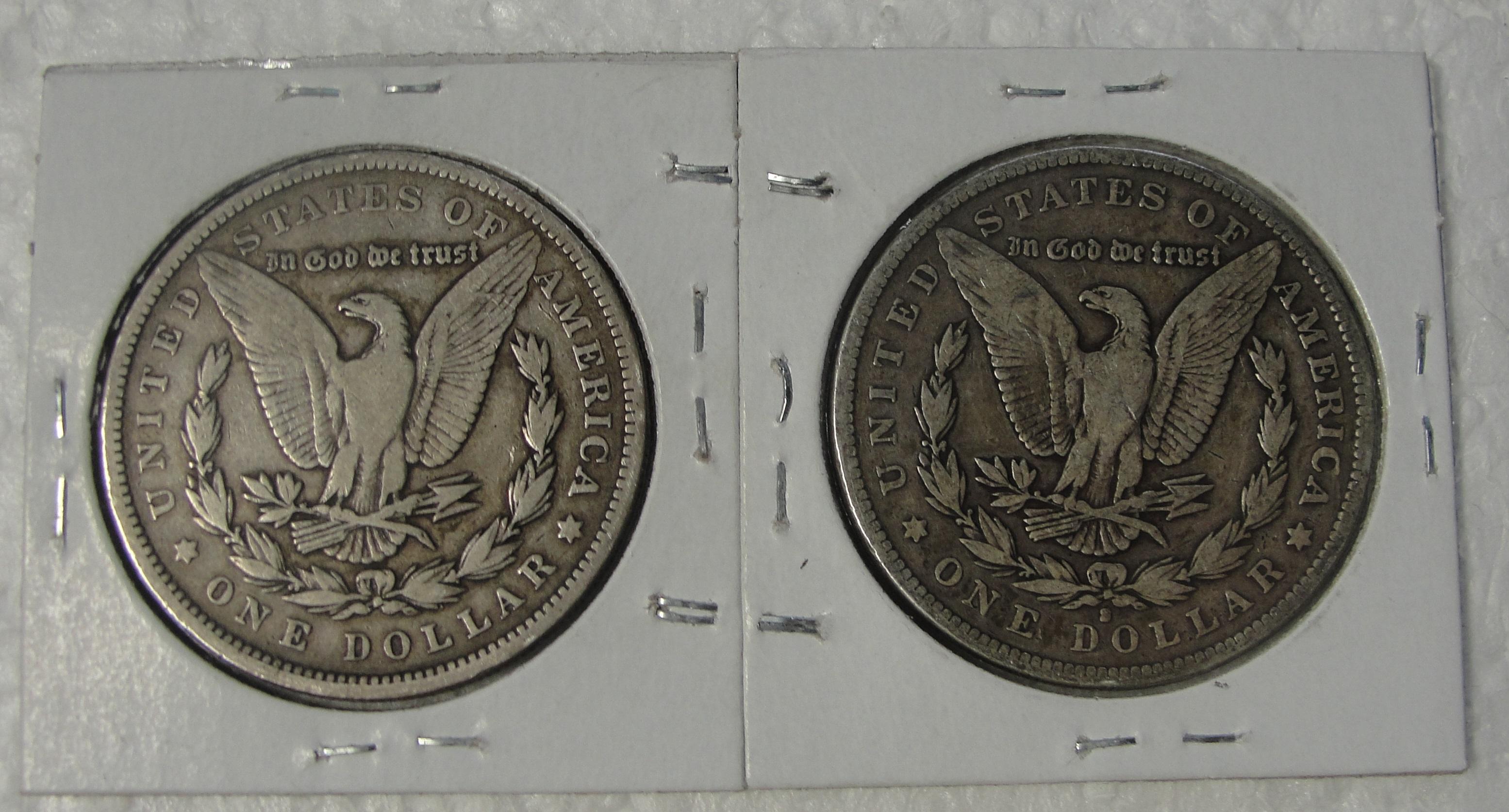 1878 W/7 TF, 1891-S MORGAN SILVER DOLLARS - 2 TIMES MONEY