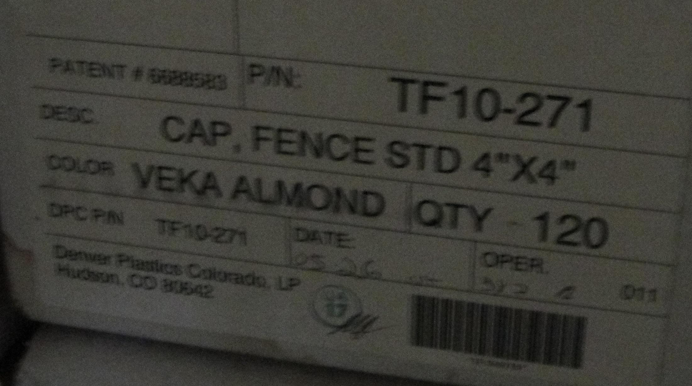 4 SEALED BOXES 4 X 4 INCH VINYL FENCE STANDARD ALMOND VEKA CAPS - 4 TIMES MONEY