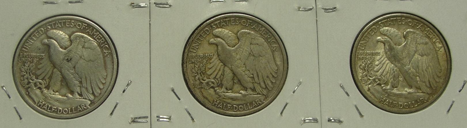 1934, 1934-S, 1944-S WALKING LIBERTY HALF DOLLARS - 3 TIMES MONEY