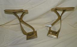 PAIR OF BRASS SHOE SHINE STANDS