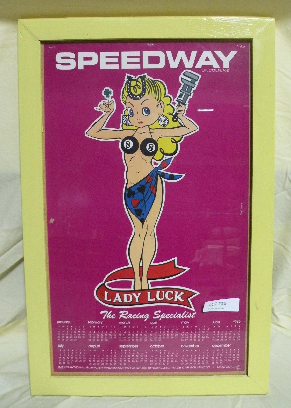 FRAMED 1985 CALENDAR - SPEEDWAY, LINCOLN NEBR.