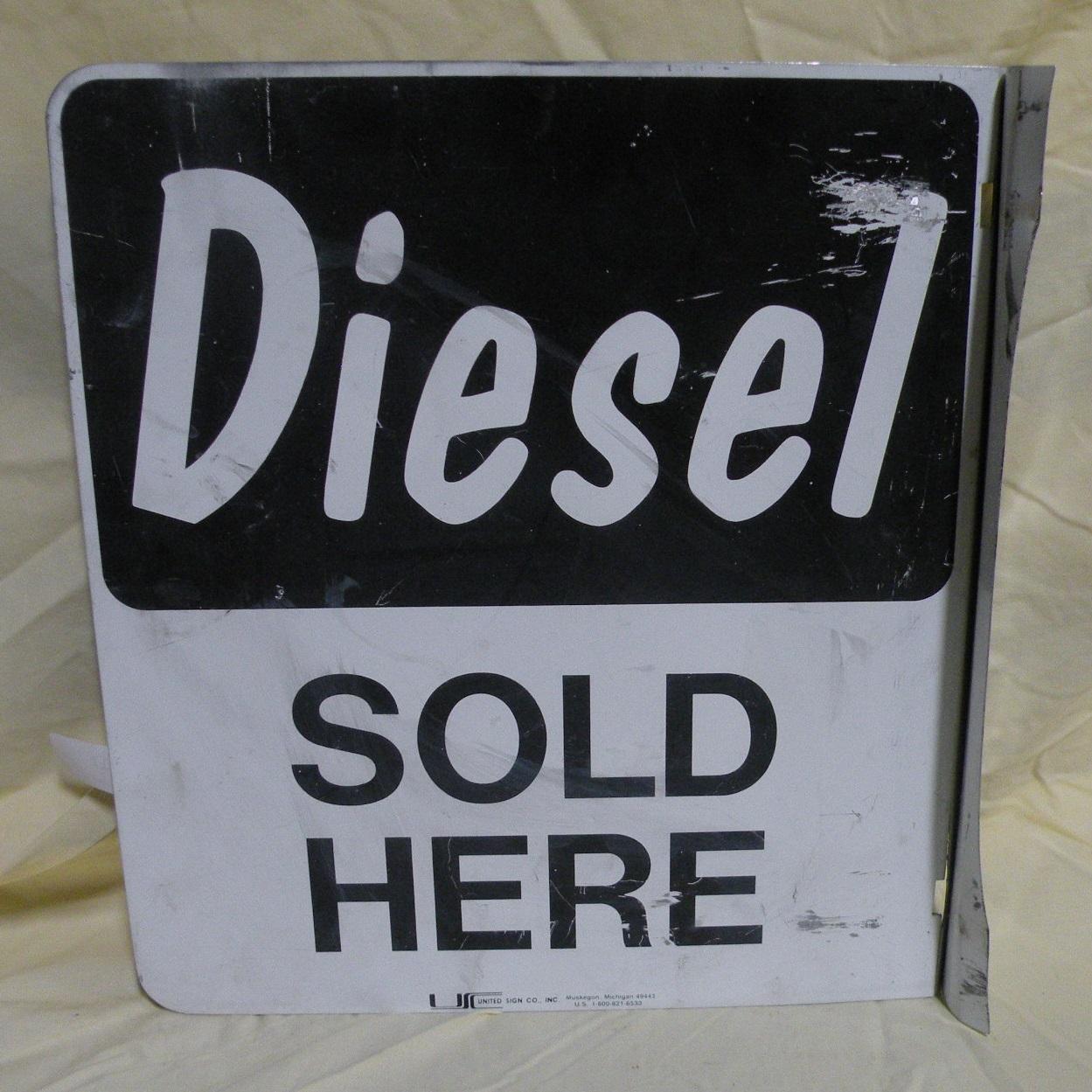 DOUBLE-SIDED METAL DIESEL SOLD HERE POST SIGN