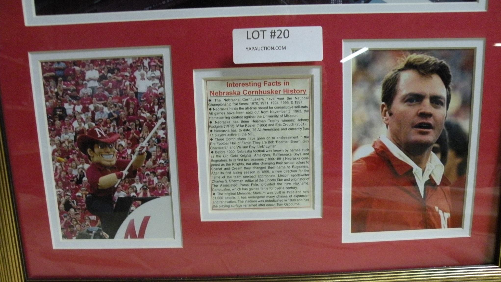 FRAMED NEBRASKA CORNHUSKERS FOOTBALL HISTORY POSTER