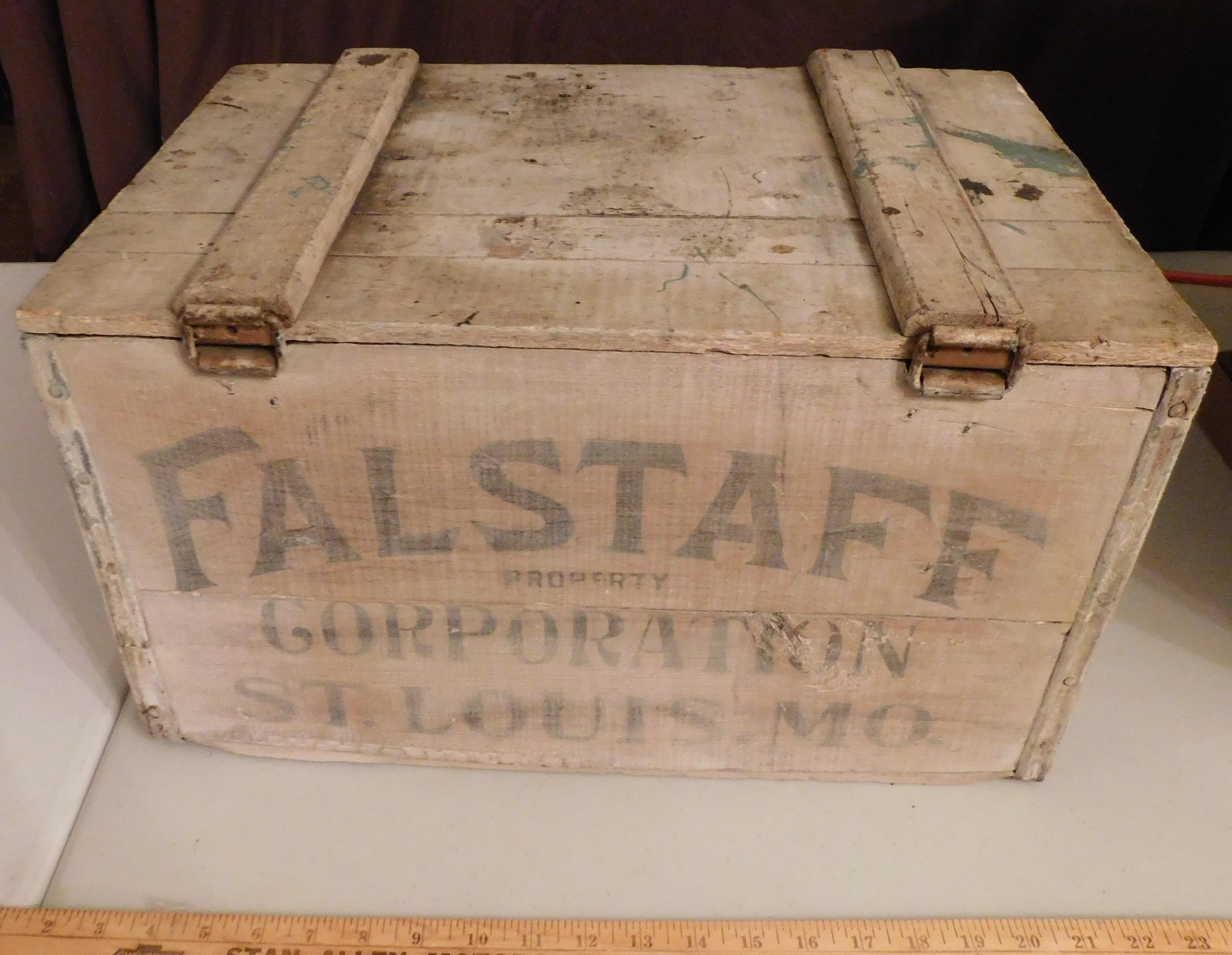 VTG. WOODEN FALSTAFF CRATE - ST. LOUIS