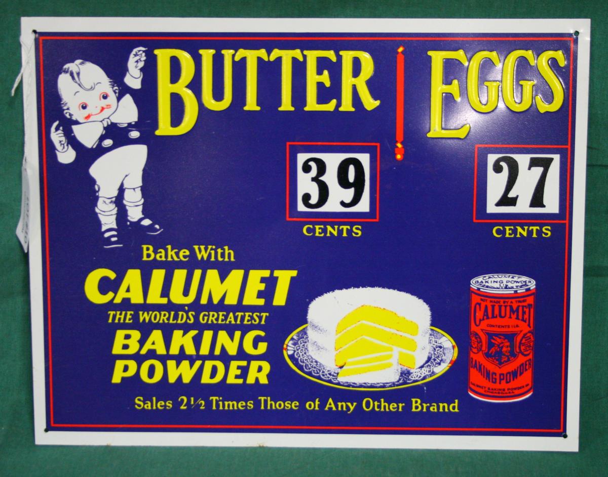 SINGLE-SIDED CALUMET BAKING POWDER TIN SIGN