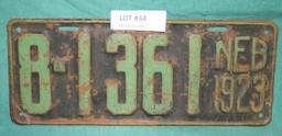 1922, 1923 HALL CO. NEBR. LICENSE PLATES - EACH 8-1361