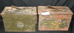 2 METAL MILITARY AMMUNITION BOXES - 2 TIMES MONEY