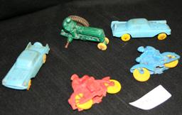 FLAT BOX OF 5 VTG. AUBURN RUBBER TOYS