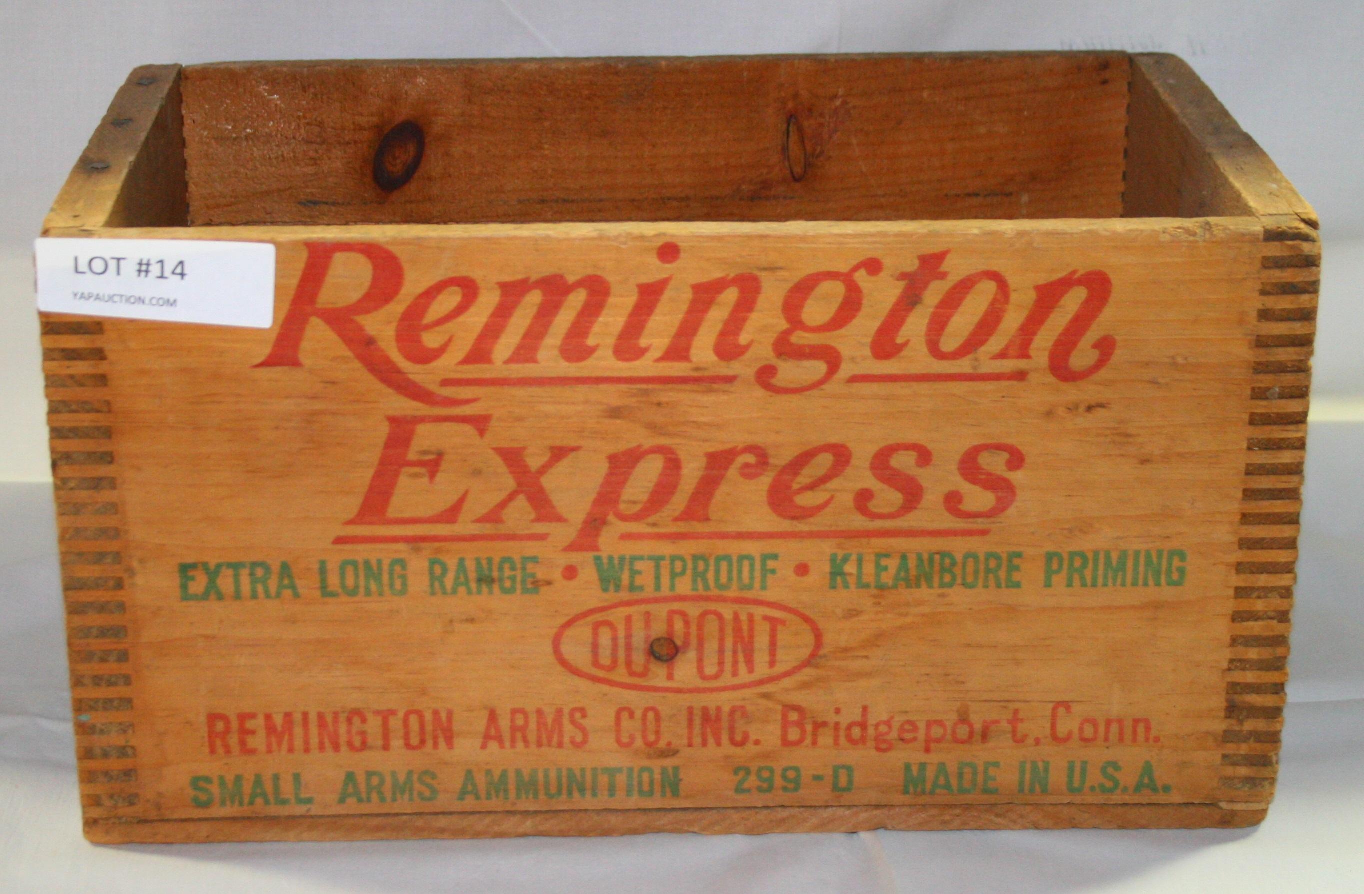 REMINGTON EXPRESS SMALL ARMS AMMUNITION WOOD BOX