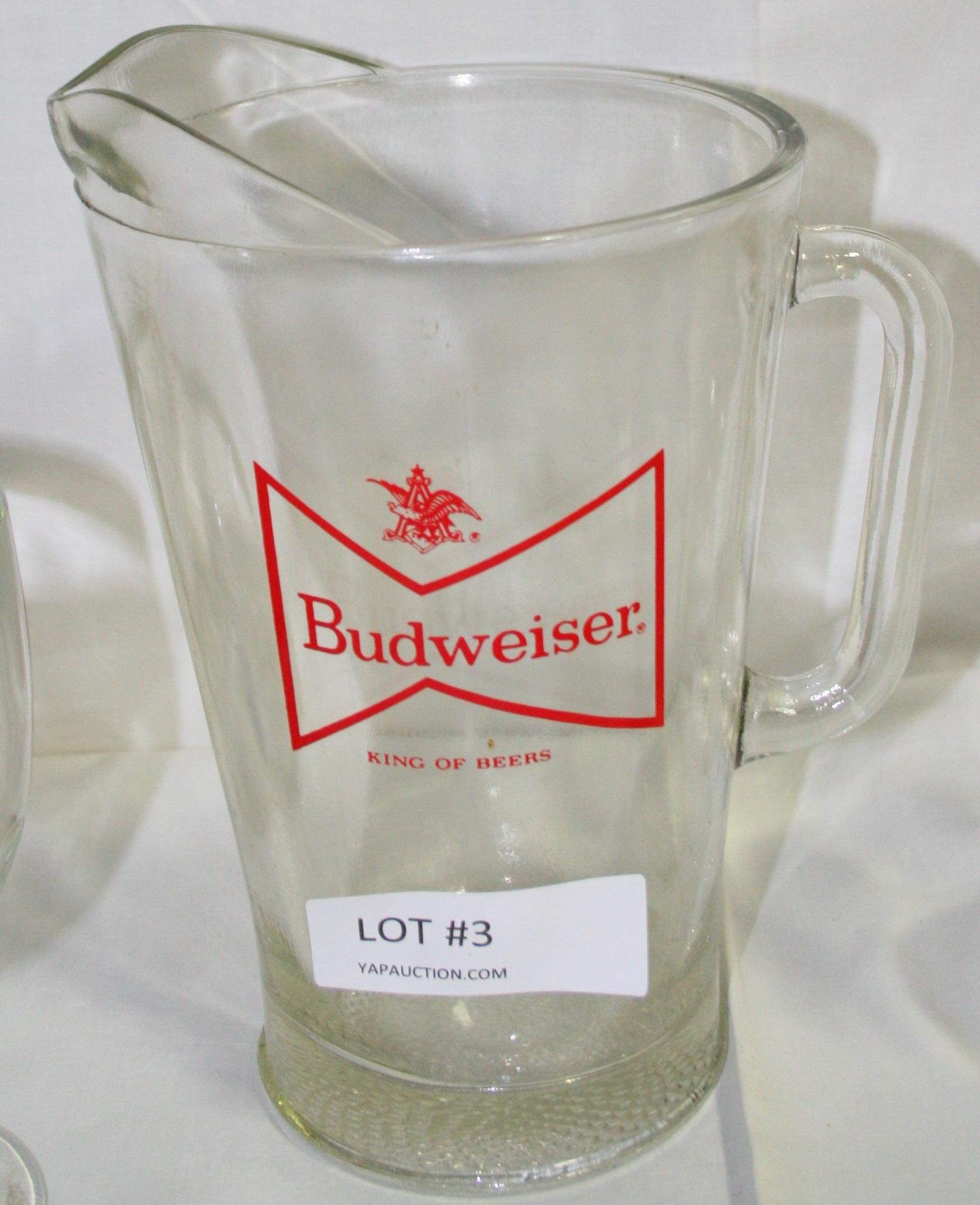 5-PC. GLASS BUDWEISER PITCHER & GOBLET SET