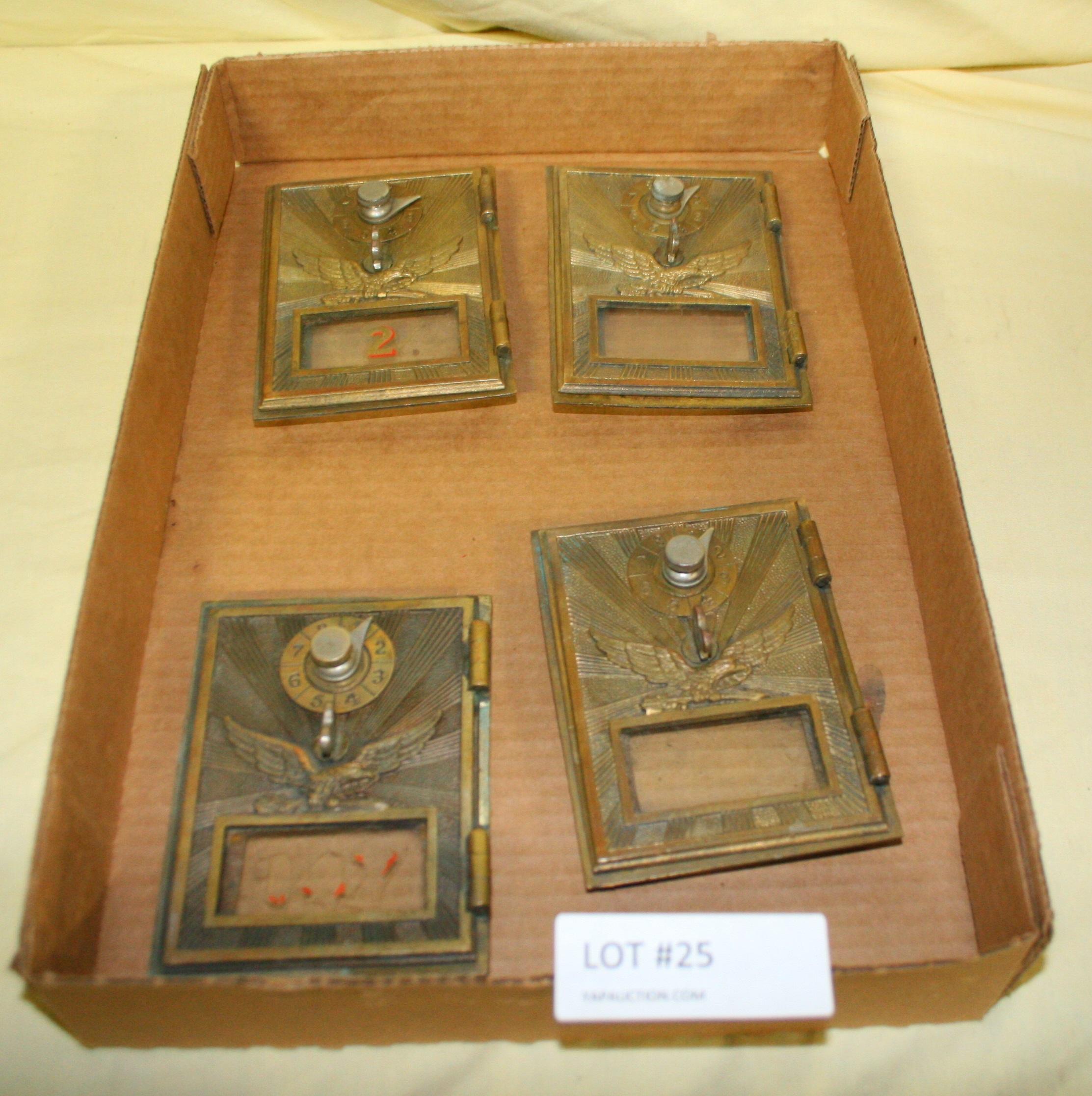 4 BRASS STYLE SMALL POST OFFICE BOX DOORS - NO COMBINATIONS