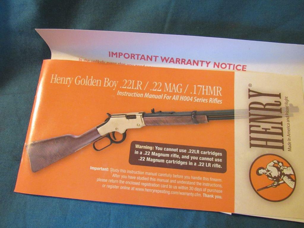 22 cal Henry lever action rifle w. box