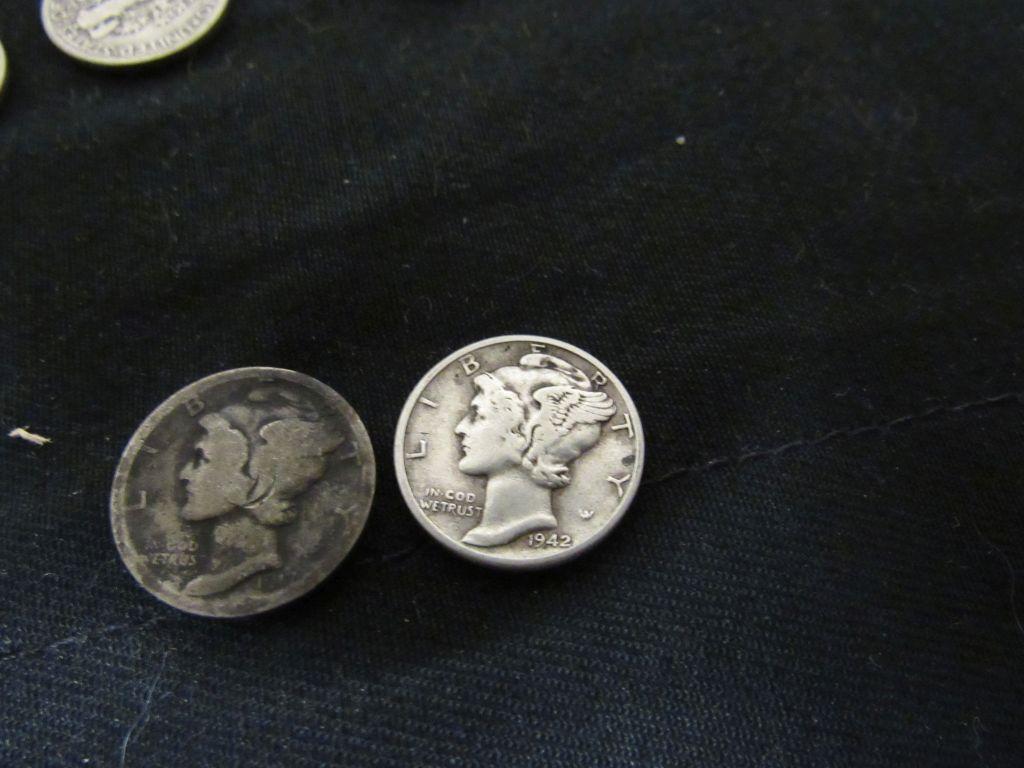 2 rolls assorted Mercury Dimes