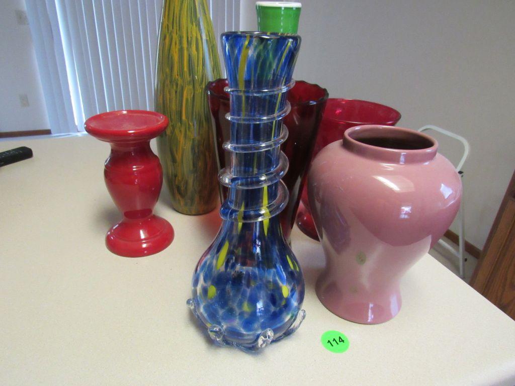 grouping of vases