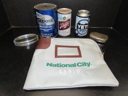 Collector Cans, Bank Bag & More