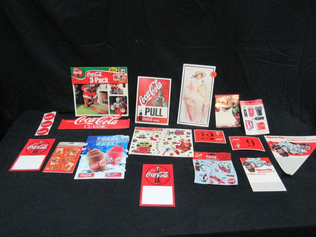 Coca Cola advertising signs, clings and stickers