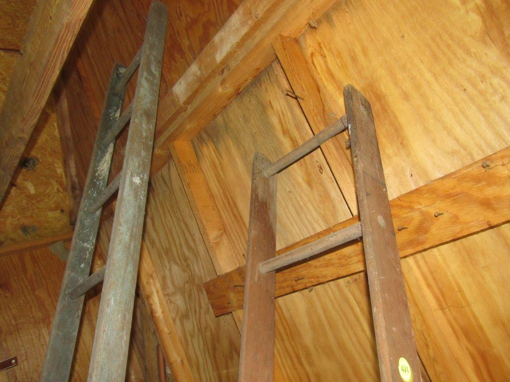 2 wooden ladders