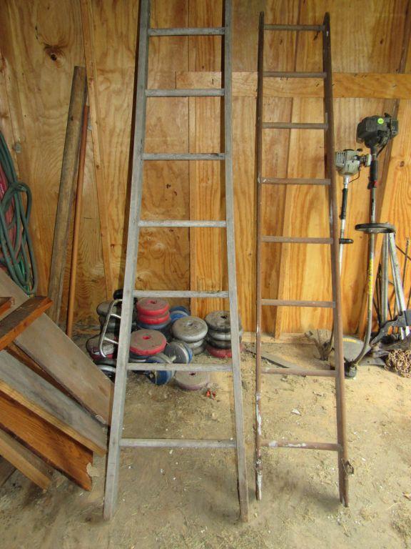 2 wooden ladders