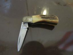 Hand carved pocket knife in case