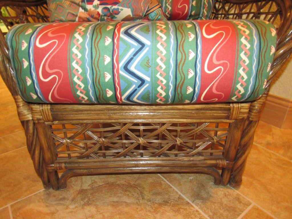 Rattan chair with ottoman
