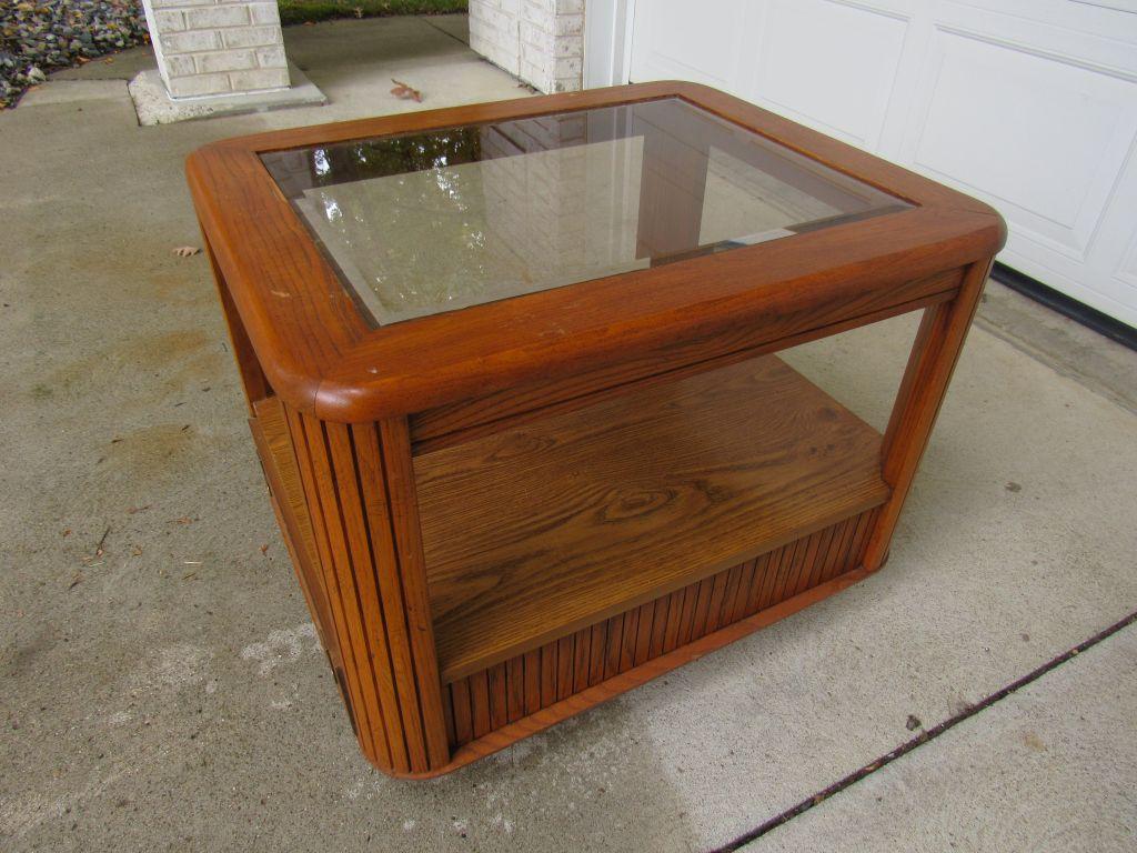 assett Oak Glass Top End Table
