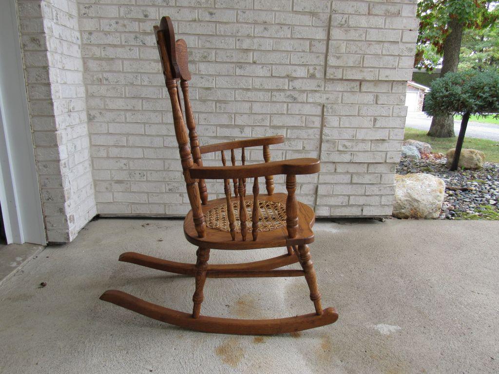 Cane Bottom Oak Rocking Chair