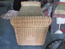 Wicker storage bench