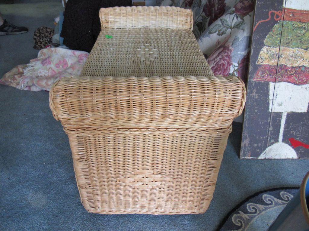 Wicker storage bench