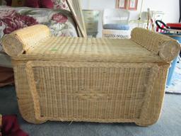 Wicker storage bench