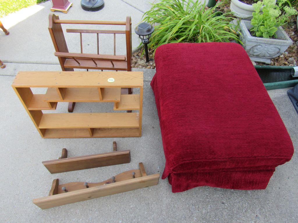 Wood shelving and footstool