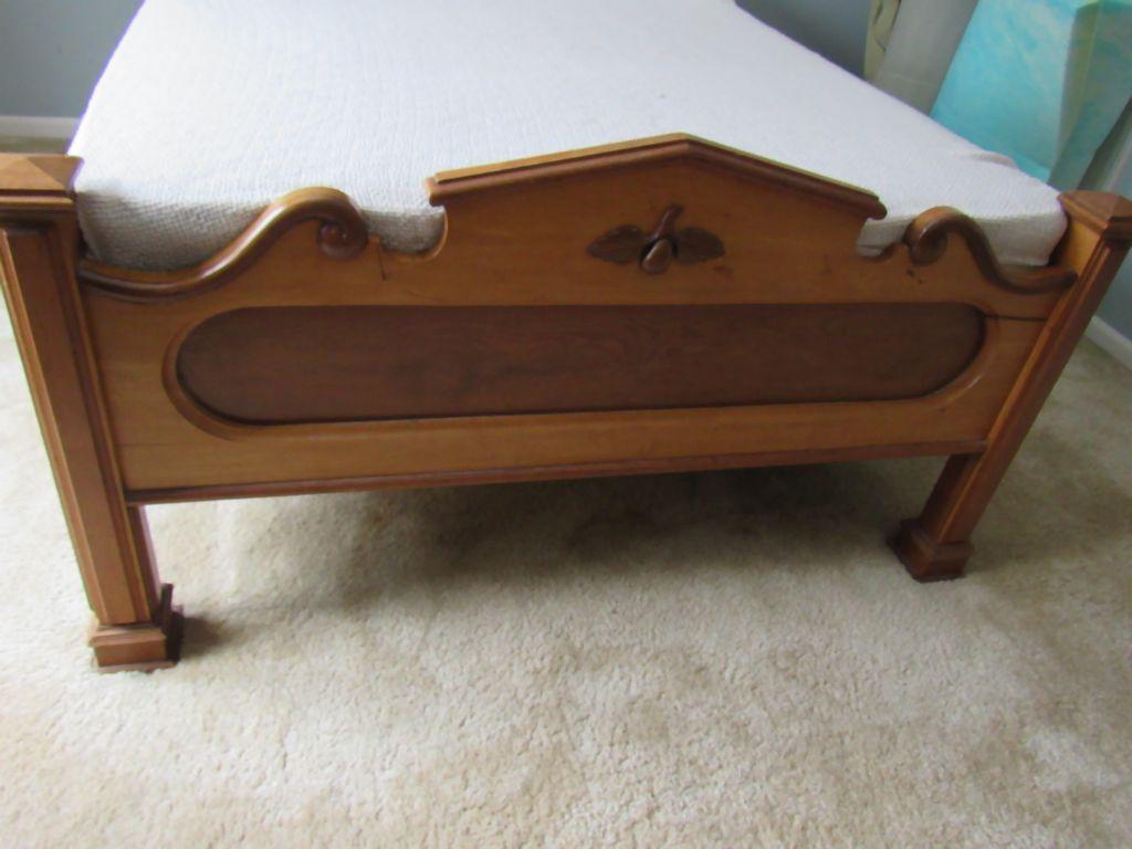 Full sized wooden bed set