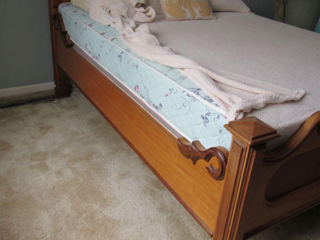 Full sized wooden bed set