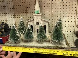 Vintage Christmas Church Village  Display