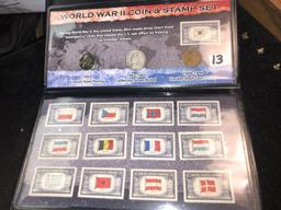 WWII coin & stamp set