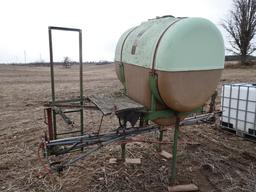 OLDER 3PT SPRAY BOOMS W/ 200 GALLON FIBERGLASS SLIMLINE TANK