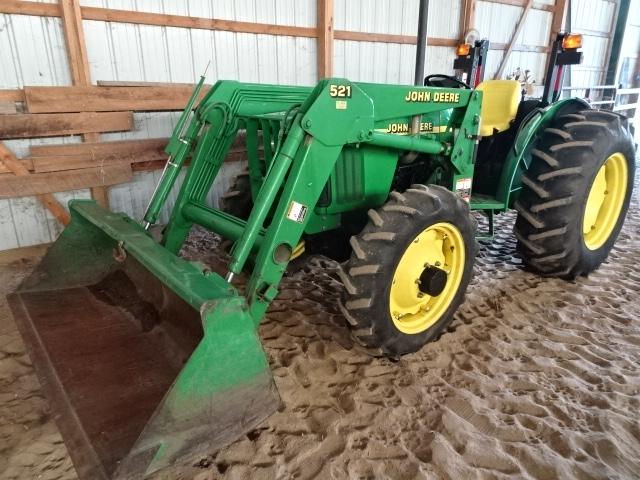 2000 JD 5205 MFWD DSL. LOADER TRACTOR W/ JD 521 HYD. LOADER